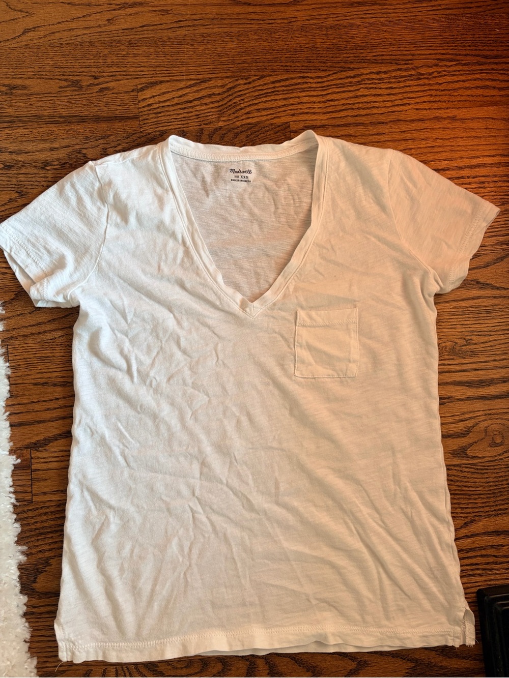 Madewell White V-Neck Pocket Tee — Women's Casual Short Sleeve
